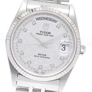 TUDOR Prince Date Day 10P diamond Silver Dial Automatic Men's Watch